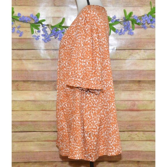 Ava & Viv Womens Burnt Orange Balloon Short Sleeve Pleated Blouse Plus Size 3X - Picture 5 of 10